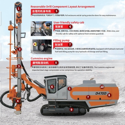 Vollhydraulische Crawler-Chassis mit integrierter DTH-Oberflächenbohrmaschine für den Erzbergbau